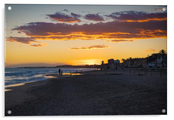 Sunset on the beach of Saint Salvador -2 Acrylic by Jordi Carrio
