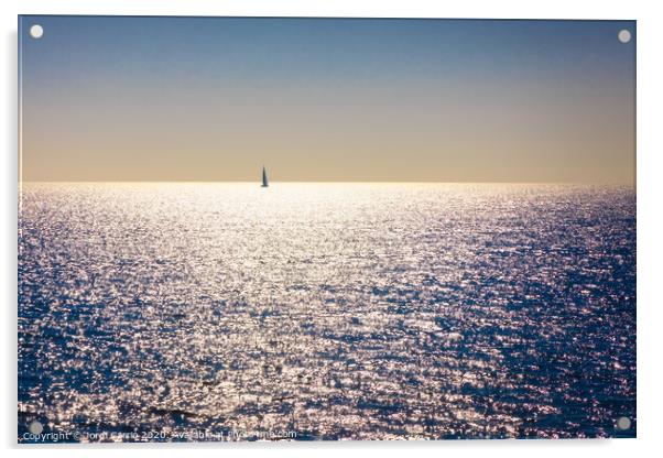 A backlit sailboat at sea Acrylic by Jordi Carrio