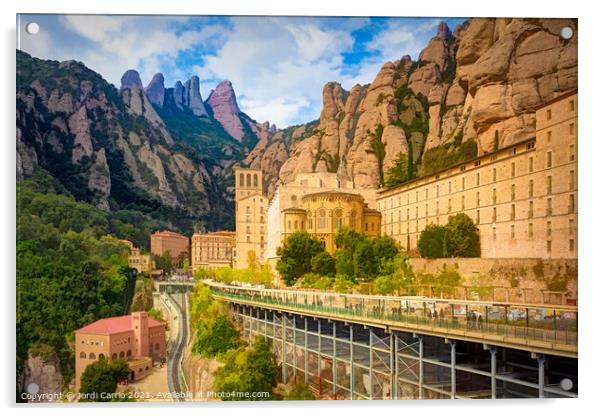Montserrat Monastery and its tourist complex. Acrylic by Jordi Carrio