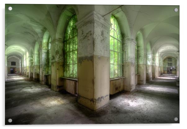 Hallway Abandoned Italian Hospital Acrylic by Roman Robroek