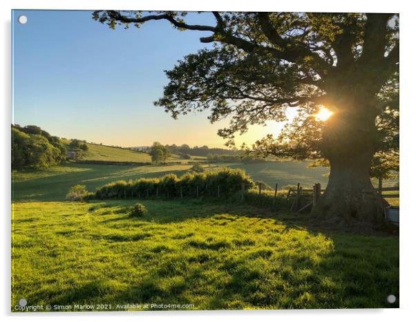 Radiant Sunrise Over Lush Shropshire Fields Acrylic by Simon Marlow