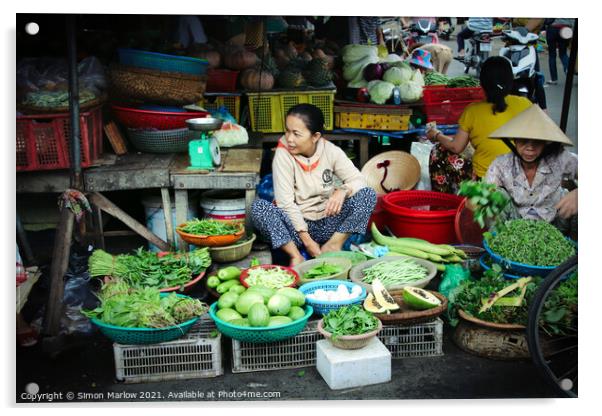 Vegetable market in Hoi An, Vietnam Acrylic by Simon Marlow