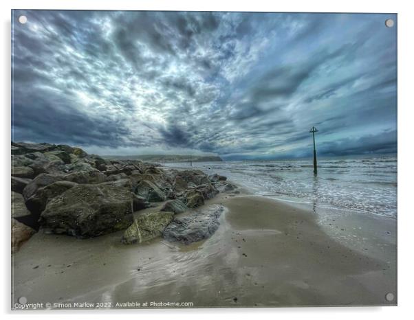 Borth Beach, on the Ceredigion coast Acrylic by Simon Marlow