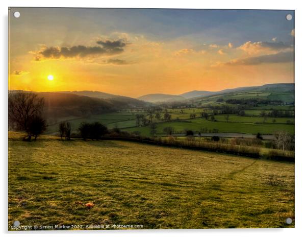 Evening light in South Shropshire Acrylic by Simon Marlow