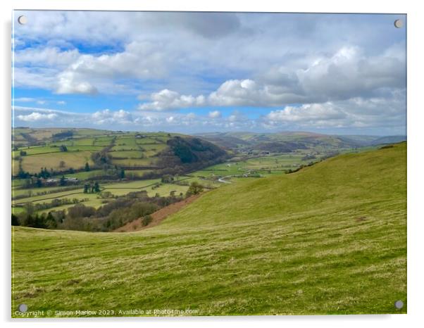 Majestic view of Offas Dyke Acrylic by Simon Marlow