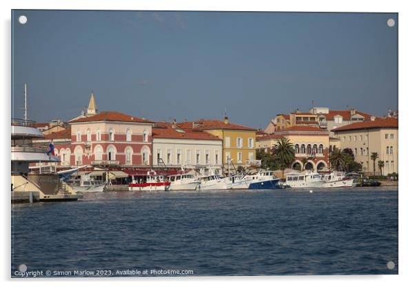 The stylish houses at the waterfront of Rovinj in  Acrylic by Simon Marlow