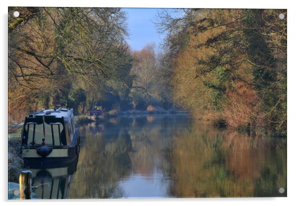 Barge on the Kennet and Avon canal Acrylic by Simon Marlow