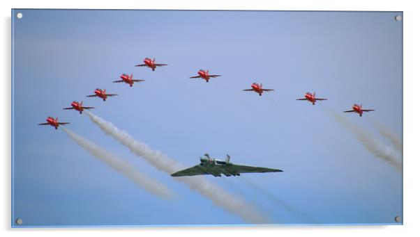 The Majestic Vulcan and Red Arrows in their Final  Acrylic by Simon Marlow