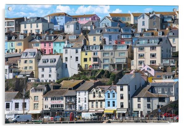 Vibrant Coastal Village Scene Acrylic by Simon Marlow