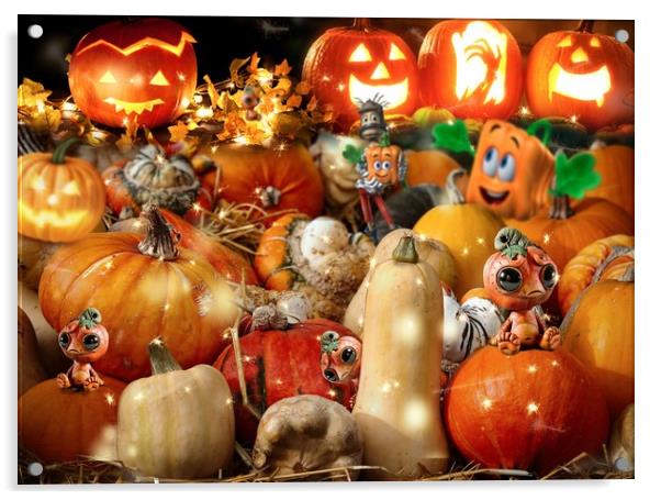 Halloween Pumpkins Acrylic by Simon Marlow