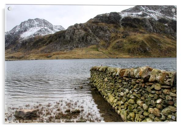 Majestic Llyn Idwal Peaceful Haven Amidst Snowdoni Acrylic by Simon Marlow