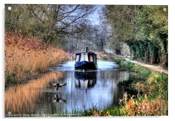 A relaxing day on the Kennet and Avon Canal Acrylic by Simon Marlow