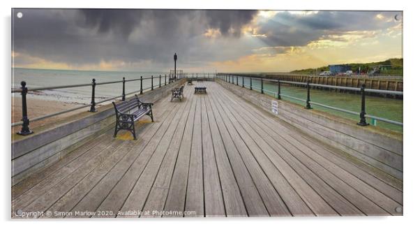 A look down the pier at Littlehampton Acrylic by Simon Marlow
