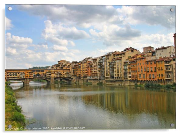 Majestic Ponte Vecchio Bridge Acrylic by Simon Marlow