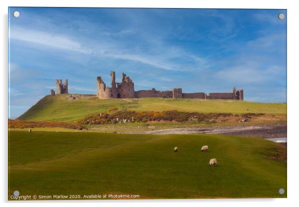 Dunstanburgh Castle Acrylic by Simon Marlow