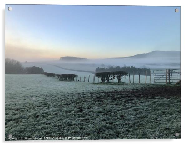 Early morning Shropshire sunrise Acrylic by Simon Marlow