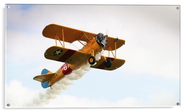 Boeing Stearman Biplane Acrylic by Simon Marlow