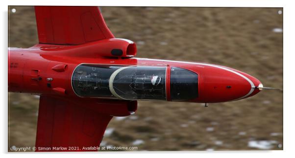 Close up of a Red Arrows Hawk in the Mach Loop, Sn Acrylic by Simon Marlow