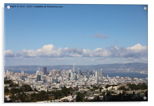 San Francisco California from Mount Davidson Acrylic by Arun 