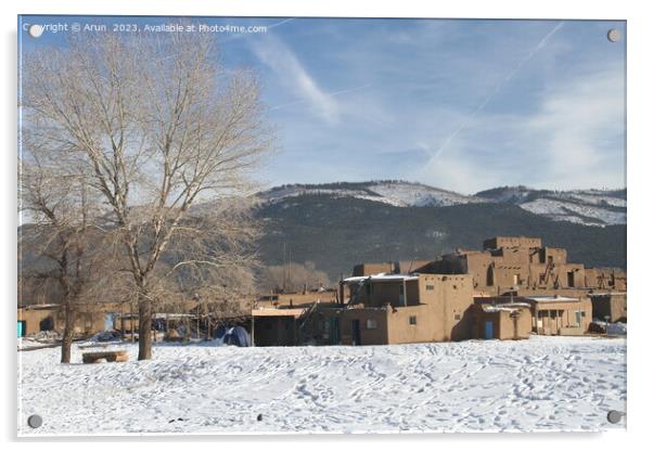 Taos Pueblo in New Mexico Acrylic by Arun 