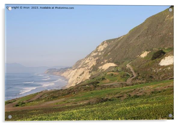 Coastal view along highway 1 in Pacifica california Acrylic by Arun 