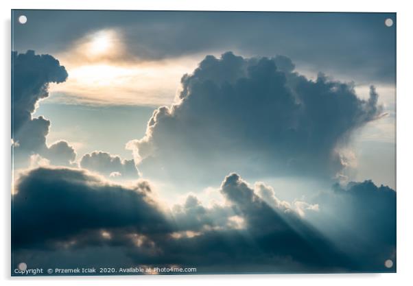 Dramatic sky - light from heaven. Sun and clouds. Acrylic by Przemek Iciak