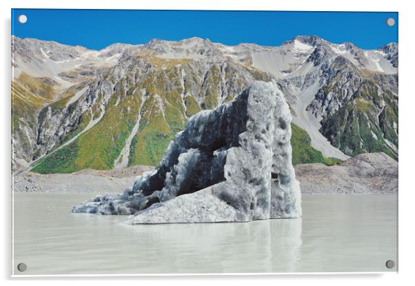 Big iceberg on Mt Cook Tasman Glacier Lake Acrylic by federico stevanin