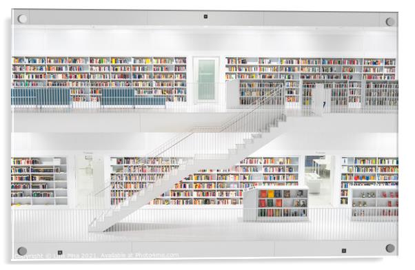 Stuttgart Library beautiful modern library white futuristic in Germany Acrylic by Luis Pina