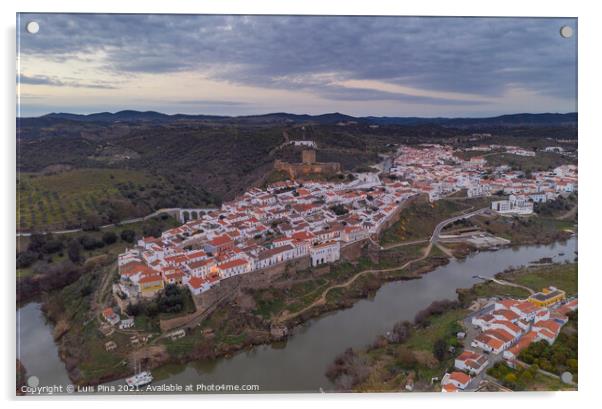 Aerial drone view of Mertola in Alentejo, Portugal at sunset Acrylic by Luis Pina