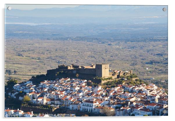 Castelo de Vide castle in Alentejo, Portugal from Serra de Sao Mamede mountains Acrylic by Luis Pina