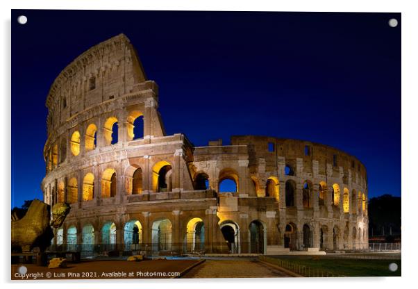 Coliseum in Rome at night Acrylic by Luis Pina