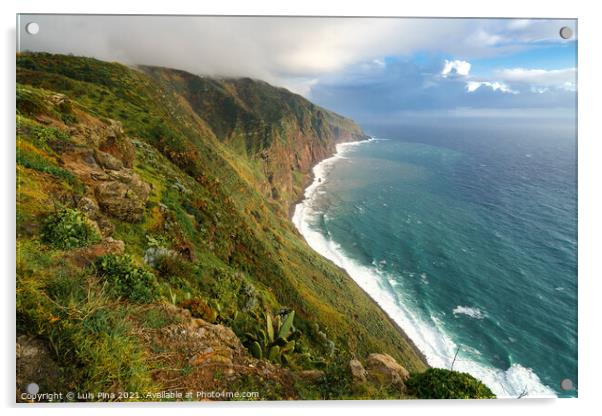 View of the landscape from Ponta do Pargo lighthouse Acrylic by Luis Pina