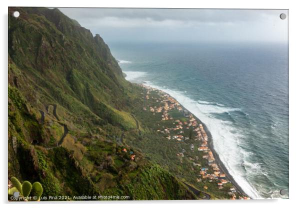 Aerial view of Paul do Mar from Faja da Ovelha in Madeira Acrylic by Luis Pina