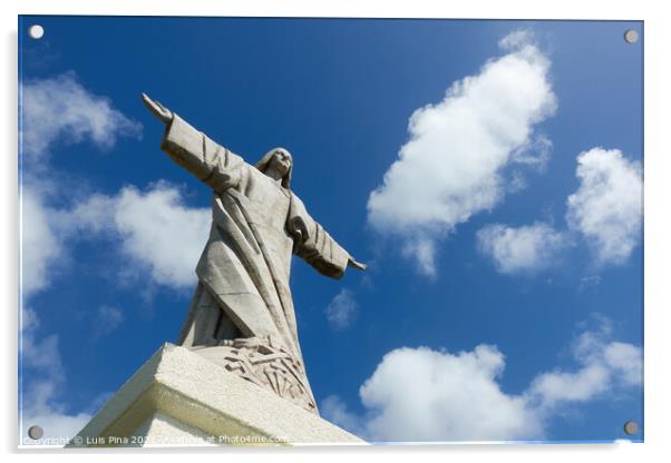 Cristo Rei Jesus Christ sculpture in Caniço, Madeira Acrylic by Luis Pina