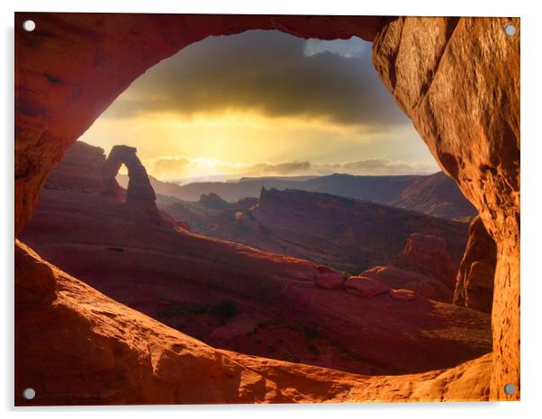 Delicate Arch through a window Acrylic by BRADLEY MORRIS