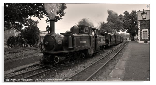 Merddin Emrys departs from Minffordd. Acrylic by mark baker