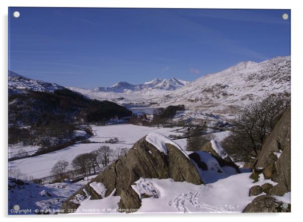 A winter scene in Snowdonia. Acrylic by mark baker