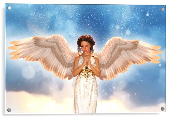 An angel in heaven,3d illustration Acrylic by chainat prachatree