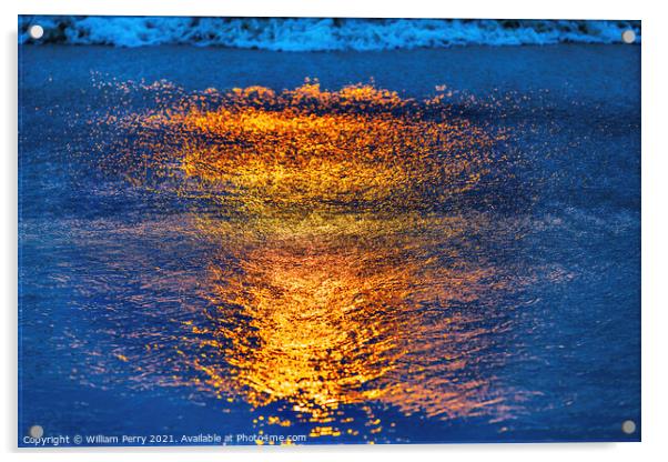 Sunset Reflections Abstract La Jolla Shores Beach San Diego Cali Acrylic by William Perry