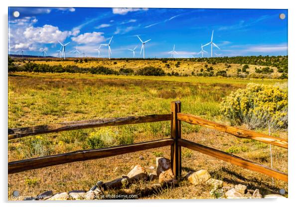 Large Windmill Turbines Fence Wind Farm Project Monticello Utah Acrylic by William Perry