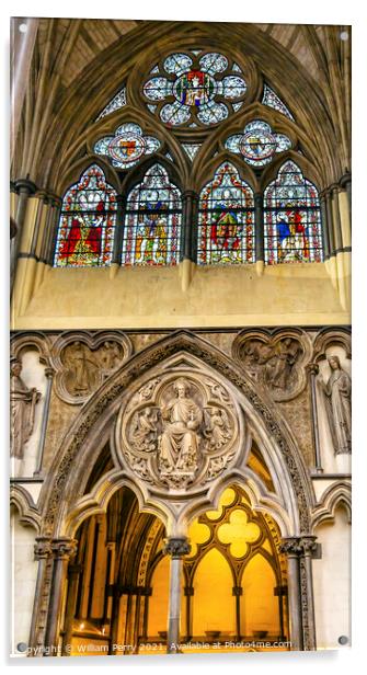 Stained Glass Chapter House Westminster Abbey London England Acrylic by William Perry