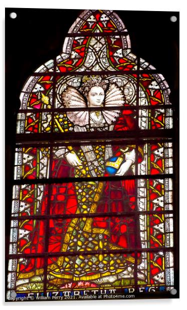 Elizabeth 1 Stained Glass Chapter House Westminster Abbey London Acrylic by William Perry