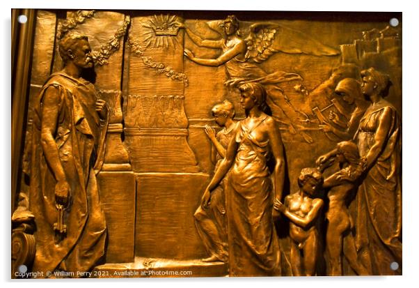 Bronze Door Trinity Church New York City Acrylic by William Perry