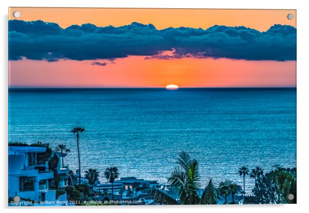Watching Sunset La Jolla Heights San Diego California Acrylic by William Perry
