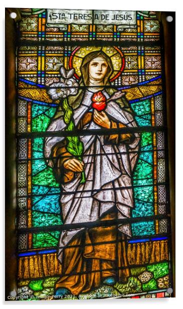 Saint Teresa Stained Glass Maria Sanctuary Auxiliadora Punta Are Acrylic by William Perry