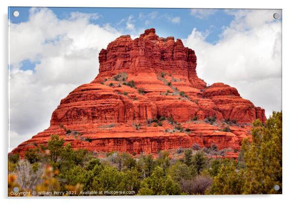 Bell Rock Butte Orange Red Rock Canyon Sedona Arizona Acrylic by William Perry