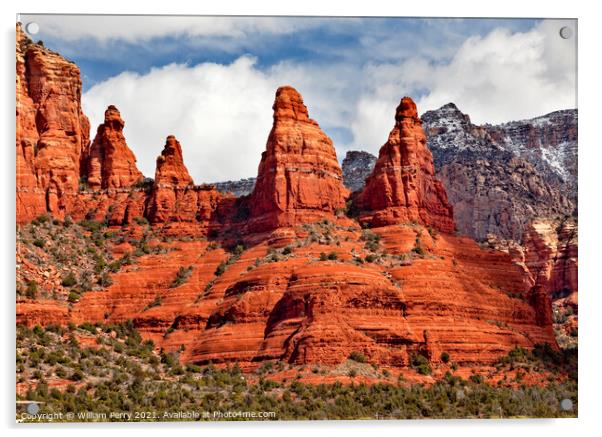 Madonna and Nuns Orange Red Rock Canyon Sedona Arizona Acrylic by William Perry