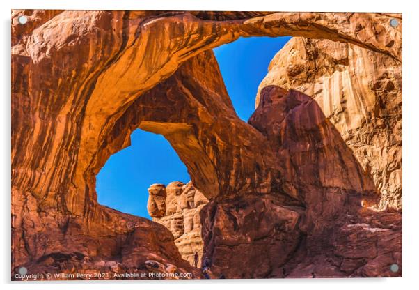 Double Arch Rock Canyon Windows Section Arches National Park Moa Acrylic by William Perry