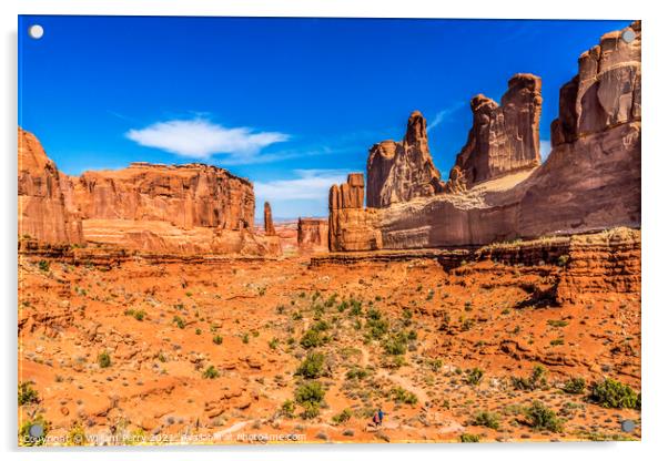 Tourists Park Avenue Section Arches National Park Moab Utah  Acrylic by William Perry