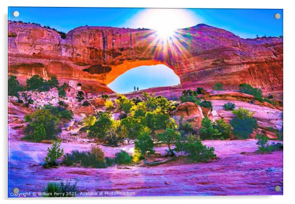 Wilson Arch Sun Rock Canyon Moab Utah  Acrylic by William Perry